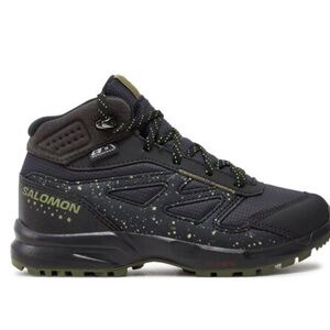 Salomon Outward Mid Boot Youth 5 Hiking Trekking Gray Green Ankle Big Kids Shoe